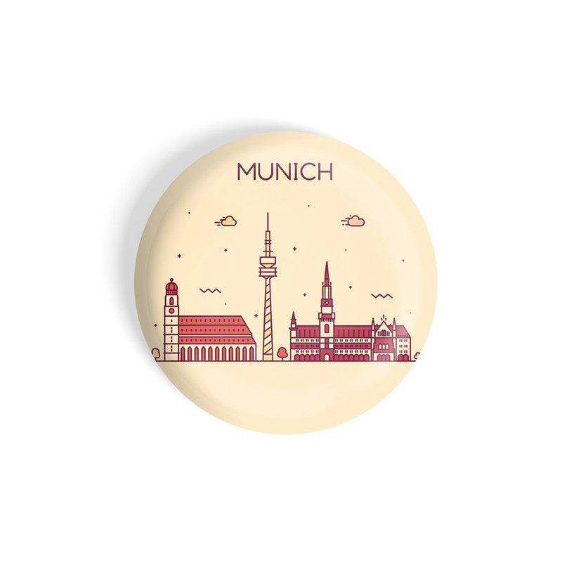 dhcrafts Round Fridge Magnet Brown Color Munich Glossy Finish Design Pack of 1 (58 mm)